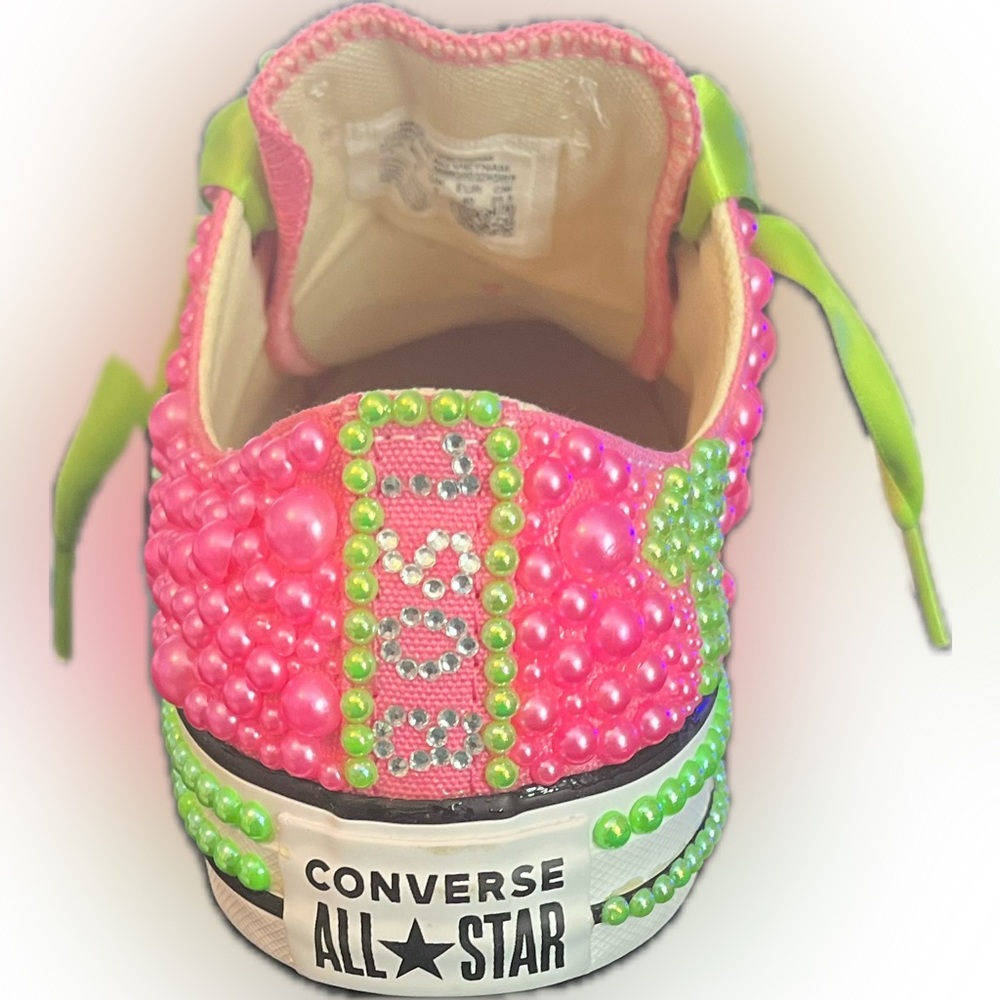 Alpha Kappa Alpha Sorority blinged out converse sneakers.